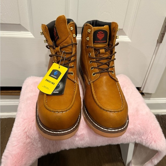 Sureway LT Brown Leather Work Lace Up Boots Oil Slip Resist SW601MS Mens 10.5 - Picture 5 of 16